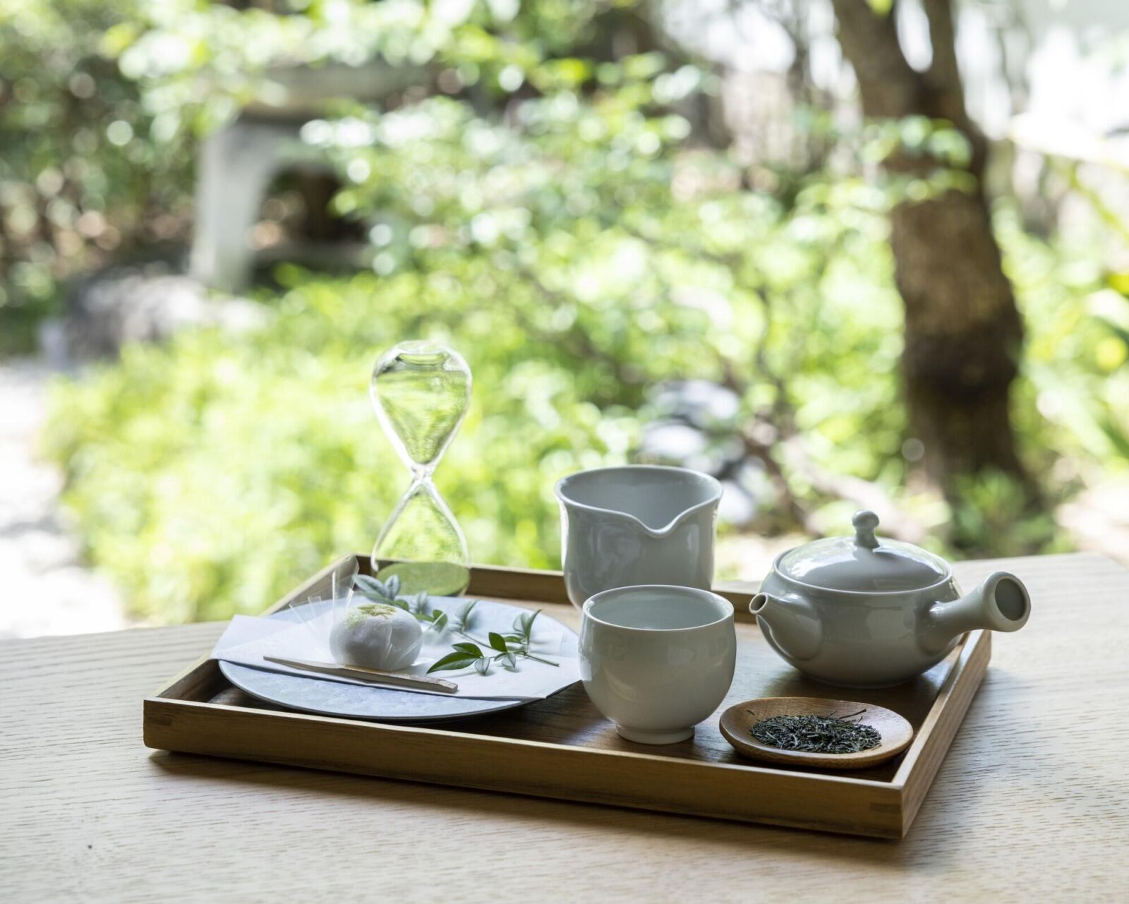 a tea set at Sozanso tea house at Tokugawa-en